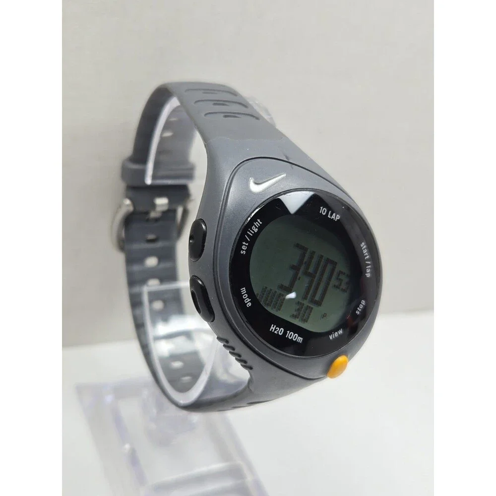 Nike Bowerman WR0080 Triax 10 Lap Digital Mens Watch 100M Gray Y2K New Battery